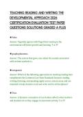 TEACHING READING AND WRITING THE&NewLine;DEVELOPMENTAL APPROACH 2026&NewLine;CERTIFICATION EVALUATION TEST PAPER&NewLine;QUESTIONS SOLUTIONS GRADED A PLUS&NewLine;