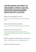 TEACHING READING AND WRITING THE&NewLine;DEVELOPMENTAL APPROACH 2026 FINAL&NewLine;PAPER REVIEW QUESTIONS ANSWERS&NewLine;BUNDLED PRACTICE COLLECTION&NewLine;