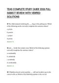 TEAS COMPLETE STUDY GUIDE 2026 FULL&NewLine;SUBJECT REVIEW WITH VERIFIED&NewLine;SOLUTIONS&NewLine;