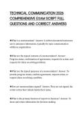 TECHNICAL COMMUNICATION 2026&NewLine;COMPREHENSIVE EXAM SCRIPT FULL&NewLine;QUESTIONS AND CORRECT ANSWERS&NewLine;