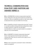 TECHNICAL COMMUNICATION 2026&NewLine;EXAM STUDY GUIDE QUESTIONS AND&NewLine;ANSWERS VERIFIED A&plus;