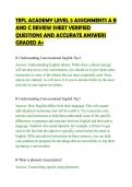 TEFL ACADEMY LEVEL 5 ASSIGNMENTS A B&NewLine;AND C REVIEW SHEET VERIFIED&NewLine;QUESTIONS AND ACCURATE ANSWERS&NewLine;GRADED A&plus;