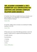 TEFL ACADEMY ASSIGNMENT A TEXT 1&NewLine;ELEMENTARY 2026 CERTIFICATION TEST&NewLine;QUESTIONS AND ANSWERS COMPLETE&NewLine;SOLUTION GUIDE GRADED A&plus;