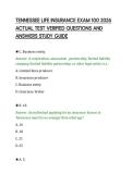 TENNESSEE LIFE INSURANCE EXAM 100 2026&NewLine;ACTUAL TEST VERIFIED QUESTIONS AND&NewLine;ANSWERS STUDY GUIDE&NewLine;