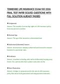 TENNESSEE LIFE INSURANCE EXAM 100 2026&NewLine;FINAL TEST PAPER SOLVED QUESTIONS WITH&NewLine;FULL SOLUTION ALREADY PASSED&NewLine;
