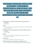 TENNESSEE PESTICIDE APPLICATOR&NewLine;&lpar;CATEGORY 7 INDUSTRIAL&comma;&NewLine;INSTITUTIONAL&comma; STRUCTURAL&comma; AND&NewLine;HEALTH RELATED PEST CONTROL&rpar;&NewLine;ACTUAL EXAM PAPER 2026