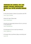 TENNESSEE GRC GENERAL PEST AND&NewLine;RODENT CONTROL CERTIFICATION&NewLine;REVIEW 2026 TESTED ANSWERS GRADED&NewLine;A&plus;