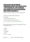 TEST BANK FOR BUSINESS&NewLine;COMMUNICATION AND CHARACTER&NewLine;11TH EDITION BY AMY NEWMAN&NewLine;2026 COMPLETE EXAM QUESTIONS&NewLine;SOLUTIONS GRADED A&plus;