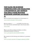 TEST BANK FOR BUSINESS&NewLine;COMMUNICATION AND CHARACTER&NewLine;11TH EDITION BY AMY NEWMAN&NewLine;2026 FINAL PAPER PRACTICE&NewLine;QUESTIONS ANSWERS ACCURATE&NewLine;A&plus;&NewLine;