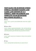 TEST BANK FOR BUSINESS ETHICS&NewLine;ETHICAL DECISION MAKING AND&NewLine;CASES 13TH EDITION BY O C&NewLine;FERRELL JOHN FRAEDRICH 2026&NewLine;COMPLETE EXAM QUESTIONS&NewLine;SOLUTIONS GRADED A&plus;&NewLine;