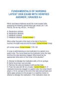 FUNDAMENTALS OF NURSING LATEST 2026 EXAM WITH VERIFIED ANSWER &vert; GRADED A&plus;