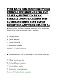 TEST BANK FOR BUSINESS ETHICS&NewLine;ETHICAL DECISION MAKING AND&NewLine;CASES 13TH EDITION BY O C&NewLine;FERRELL JOHN FRAEDRICH 2026&NewLine;BUSINESS ETHICS TEST PAPER&NewLine;QUESTIONS ANSWERS GRADED A&plus;&NewLine;
