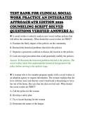 TEST BANK FOR CLINICAL SOCIAL&NewLine;WORK PRACTICE AN INTEGRATED&NewLine;APPROACH 6TH EDITION 2026&NewLine;COUNSELING SCRIPT SOLVED&NewLine;QUESTIONS VERIFIED ANSWERS A&plus;