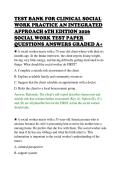 TEST BANK FOR CLINICAL SOCIAL&NewLine;WORK PRACTICE AN INTEGRATED&NewLine;APPROACH 6TH EDITION 2026&NewLine;SOCIAL WORK TEST PAPER&NewLine;QUESTIONS ANSWERS GRADED A&plus;