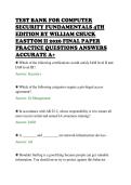 TEST BANK FOR COMPUTER&NewLine;SECURITY FUNDAMENTALS 4TH&NewLine;EDITION BY WILLIAM CHUCK&NewLine;EASTTOM II 2026 FINAL PAPER&NewLine;PRACTICE QUESTIONS ANSWERS&NewLine;ACCURATE A&plus;&NewLine;