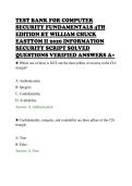 TEST BANK FOR COMPUTER&NewLine;SECURITY FUNDAMENTALS 4TH&NewLine;EDITION BY WILLIAM CHUCK&NewLine;EASTTOM II 2026 INFORMATION&NewLine;SECURITY SCRIPT SOLVED&NewLine;QUESTIONS VERIFIED ANSWERS A&plus;