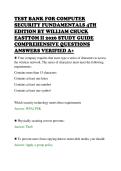 TEST BANK FOR COMPUTER&NewLine;SECURITY FUNDAMENTALS 4TH&NewLine;EDITION BY WILLIAM CHUCK&NewLine;EASTTOM II 2026 STUDY GUIDE&NewLine;COMPREHENSIVE QUESTIONS&NewLine;ANSWERS VERIFIED A&plus;