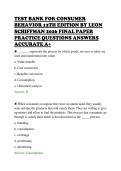 TEST BANK FOR CONSUMER&NewLine;BEHAVIOR 12TH EDITION BY LEON&NewLine;SCHIFFMAN 2026 FINAL PAPER&NewLine;PRACTICE QUESTIONS ANSWERS&NewLine;ACCURATE A&plus;