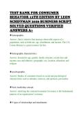 TEST BANK FOR CONSUMER&NewLine;BEHAVIOR 12TH EDITION BY LEON&NewLine;SCHIFFMAN 2026 BUSINESS SCRIPT&NewLine;SOLVED QUESTIONS VERIFIED&NewLine;ANSWERS A&plus;
