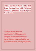 AQA A-Level Law Paper 1&colon; May 2025 &NewLine;Exam Question Paper with Full Mark &NewLine;Scheme &vert; Updated for 2025&sol;2026 &vert; Ace &NewLine;Your Exams