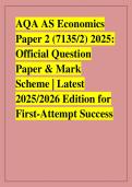AQA AS Economics &NewLine;Paper 2 &lpar;7135&sol;2&rpar; 2025&colon; &NewLine;Official Question &NewLine;Paper & Mark &NewLine;Scheme &vert; Latest &NewLine;2025&sol;2026 Edition for &NewLine;First-Attempt Success