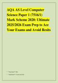 AQA AS Level Computer &NewLine;Science Paper 1 &lpar;7516&sol;1&rpar; &NewLine;Mark Scheme 2020&colon; Ultimate &NewLine;2025&sol;2026 Exam Prep to Ace &NewLine;Your Exams and Avoid Resits