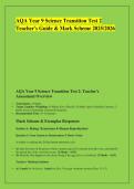 AQA Year 9 Science Transition Test 2 &NewLine;Teacher's Guide & Mark Scheme 2025&sol;2026