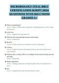 MICROBIOLOGY FINAL BRCC&NewLine;CERTIFICATION SCRIPT 2026&NewLine;QUESTIONS WITH SOLUTIONS&NewLine;GRADED A&plus;&NewLine;