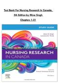 Test Bank For Nursing Research In Canada&comma; &NewLine;5th Edition by Mina Singh &NewLine;Chapters 1-21&NewLine;New Edition 2026