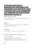 TEST BANK FOR DENTAL&NewLine;RADIOGRAPHY PRINCIPLES AND&NewLine;TECHNIQUES 6TH EDITION BY JOEN&NewLine;IANNUCCI AND LAURA HOWERTON&NewLine;2026 COMPLETE EXAM QUESTIONS&NewLine;SOLUTIONS GRADED A&plus;
