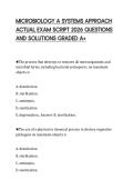 MICROBIOLOGY A SYSTEMS APPROACH&NewLine;ACTUAL EXAM SCRIPT 2026 QUESTIONS&NewLine;AND SOLUTIONS GRADED A&plus;