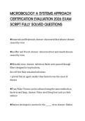 MICROBIOLOGY A SYSTEMS APPROACH&NewLine;CERTIFICATION EVALUATION 2026 EXAM&NewLine;SCRIPT FULLY SOLVED QUESTIONS&NewLine;