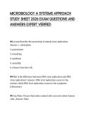 MICROBIOLOGY A SYSTEMS APPROACH&NewLine;STUDY SHEET 2026 EXAM QUESTIONS AND&NewLine;ANSWERS EXPERT VERIFIED&NewLine;