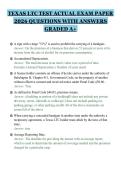 TEXAS LTC TEST ACTUAL EXAM PAPER&NewLine;2026 QUESTIONS WITH ANSWERS&NewLine;GRADED A&plus;&NewLine;