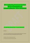 ATI Leadership Proctored Exam&lpar;7 &NewLine;Versions&rpar;&lpar;Questions & &NewLine;Answers&rpar;&lpar;Newest&comma; 2024-2025&rpar;latest