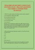 TEXAS PRIVATE SECURITY CONSULTANT LICENSING EXAM &ndash; PRACTICE QUESTIONS AND CORRECT ANSWERS WITH RATIONALE