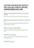 TEXAS FIRE ALARM RULES AND STATUTES 12&NewLine;FINAL EXAM 2026 COMPLETE QUESTIONS&NewLine;ANSWERS PREMIUM STUDY GUIDE&NewLine;