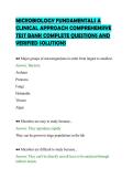 MICROBIOLOGY FUNDAMENTALS A&NewLine;CLINICAL APPROACH COMPREHENSIVE&NewLine;TEST BANK COMPLETE QUESTIONS AND&NewLine;VERIFIED SOLUTIONS