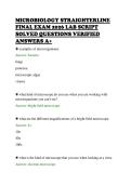 MICROBIOLOGY STRAIGHTERLINE&NewLine;FINAL EXAM 2026 LAB SCRIPT&NewLine;SOLVED QUESTIONS VERIFIED&NewLine;ANSWERS A&plus;