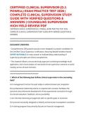 CERTIFIED CLINICAL SUPERVISOR &lpar;D&period;J&period; POWELL&rpar; EXAM PRACTICE TEST 2026 &vert; COMPLETE CLINICAL SUPERVISION STUDY GUIDE WITH VERIFIED QUESTIONS & ANSWERS &vert; COUNSELING SUPERVISION HIGH-YIELD REVIEW PDF
