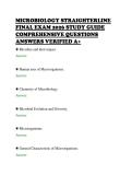 MICROBIOLOGY STRAIGHTERLINE&NewLine;FINAL EXAM 2026 STUDY GUIDE&NewLine;COMPREHENSIVE QUESTIONS&NewLine;ANSWERS VERIFIED A&plus;&NewLine;
