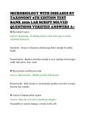 MICROBIOLOGY WITH DISEASES BY&NewLine;TAXONOMY 6TH EDITION TEST&NewLine;BANK 2026 LAB SCRIPT SOLVED&NewLine;QUESTIONS VERIFIED ANSWERS A&plus;&NewLine;
