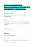 TEXES 181 FINAL PAPER 2026&NewLine;CERTIFICATION EVALUATION QUESTIONS&NewLine;AND ANSWERS FULL SOLUTION A&plus;&NewLine;