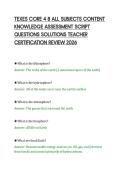 TEXES CORE 4 8 ALL SUBJECTS CONTENT&NewLine;KNOWLEDGE ASSESSMENT SCRIPT&NewLine;QUESTIONS SOLUTIONS TEACHER&NewLine;CERTIFICATION REVIEW 2026