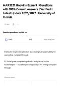 MAR3231 Hopkins Exam 3 &vert; Questions&NewLine;with 100&percnt; Correct Answers &vert; Verified &vert;&NewLine;Latest Update 2026&sol;2027 &vert; University of&NewLine;Florida
