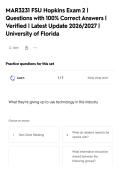 MAR3231 FSU Hopkins Exam 2 &vert;&NewLine;Questions with 100&percnt; Correct Answers &vert;&NewLine;Verified &vert; Latest Update 2026&sol;2027 &vert;&NewLine;University of Florida