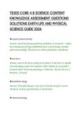 TEXES CORE 4 8 SCIENCE CONTENT&NewLine;KNOWLEDGE ASSESSMENT QUESTIONS&NewLine;SOLUTIONS EARTH LIFE AND PHYSICAL&NewLine;SCIENCE GUIDE 2026&NewLine;