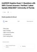 MAR3231 Hopkins Exam 1 &vert; Questions with&NewLine;100&percnt; Correct Answers &vert; Verified &vert; Latest&NewLine;Update 2026&sol;2027 &vert; University of Florida