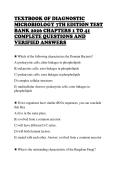 TEXTBOOK OF DIAGNOSTIC&NewLine;MICROBIOLOGY 7TH EDITION TEST&NewLine;BANK 2026 CHAPTERS 1 TO 41&NewLine;COMPLETE QUESTIONS AND&NewLine;VERIFIED ANSWERS