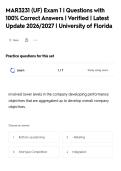 MAR3231 &lpar;UF&rpar; Exam 1 &vert; Questions with&NewLine;100&percnt; Correct Answers &vert; Verified &vert; Latest&NewLine;Update 2026&sol;2027 &vert; University of Florida